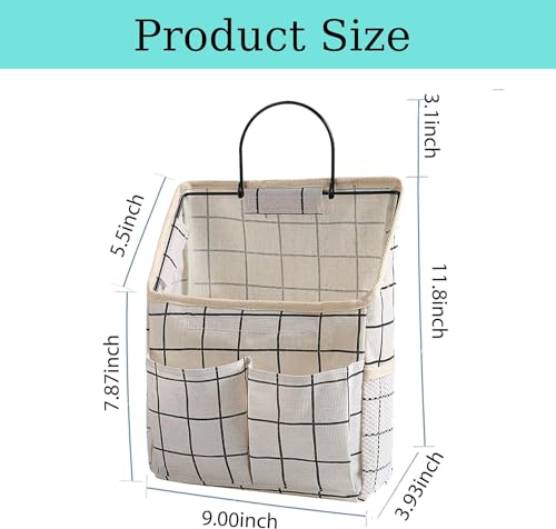 2 Pack Wall Hanging Storage Bags, Organizer with Pockets, Storage for Dormitory Bathroom Bedroom Kitchen (White Grid) - color: 2PCS White Grid