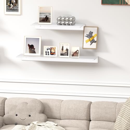 Small Floating Shelf for Wall Storage, Mini Display Shelf for Collectibles, Metal Wall Shelf for Bathroom/Living Room/Kitchen/Bedroom (White, 8IN) - color: White, size: 8IN