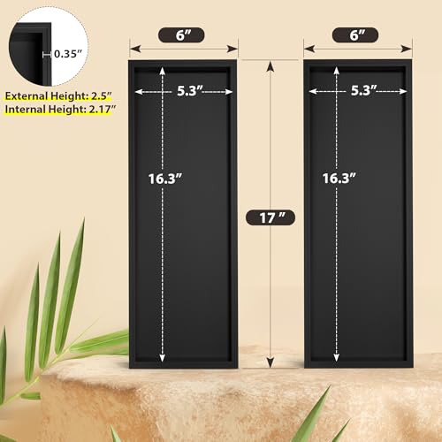 Kitchen Drawer Organizer Tray, Stackable Black Bamboo Drawer Organizer for Large Silverware, Utensils, Cutlery, Flatware, Junk, Dresser, Bathroom, 17" x 6" x 2.5" (Set of 2) - color: Black, size: 17 x 6 x 2.5 Inch