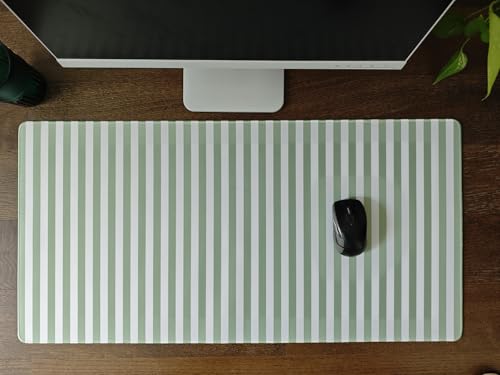 Sage Green Striped Desk Mat Cute Pastel XXL Large Gaming Mouse Pad Desk Pad Kawaii Aesthetic Home Office Decor Cozy Keyboard Laptop Computer Mat - color: A2- Sage Green