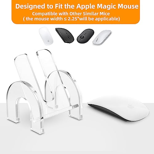 Mouse Holder Stand for Apple Magic Mouse 1 & 2 Easy Charging, Mouse Display Stand Compatible with Magic Mouse and Slim Flat Mice, Clear Acrylic Small Mouse Desktop Holder - style: sofa shape