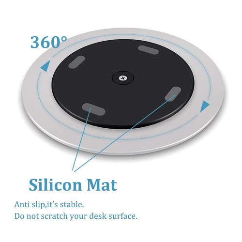 360° Rotation Monitor Swivel Base, Silver Aluminum Alloy Computer Screen Monitor Turntable Stand Flat Panel TV Rotating Swivel Base Mat for iMac,Laptop,Potted Plants,Arts & Crafts and More - color: Silver