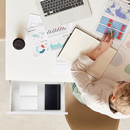 Under Desk Drawer 18", Pull-out Storage Organizer with Large Slide Extension Mounted Under Flat Wooden Table or Workbench, White_Normal Version - color: White_Normal