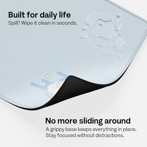 Pixio Mouse Pads - 36 x 16 inch XXL Sleepy Bear Cloud Blue Multifunctional Large Desk Mats for Gaming, Office, Desktop Anti-Slip Waterproof Washable Computer Mouse Mat - color: Blue Sleepy Bear Cloud