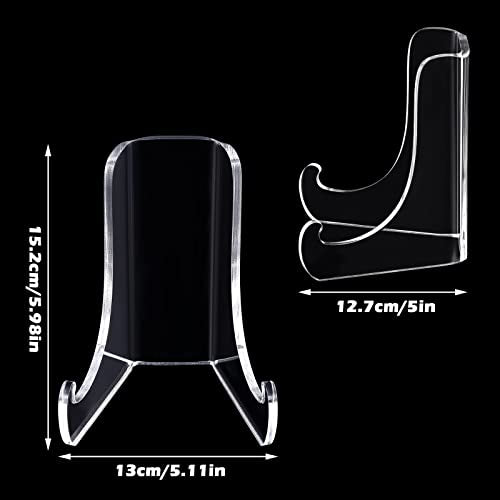 Chunful 2 Pieces Acrylic Plate Stands Clear Acrylic Easels Display Stands with Deep Support Shelves for Display Card Holder Photos Book Picture Table Top Holder Home Decors (5.1 x 5 x 6 Inch) - size: 5.1 x 5 x 6 Inch