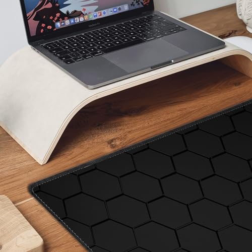 Hexagon Honeycomb Large Mouse Pad,Gaming Keyboard Desk Pad,Extended Mouse Mat Non-Slip Rubber Base with Stitched Edges for Office Game Home XXL 35.4"x15.7" - color: Honeycomb, size: 35.4L x 15.7W inches