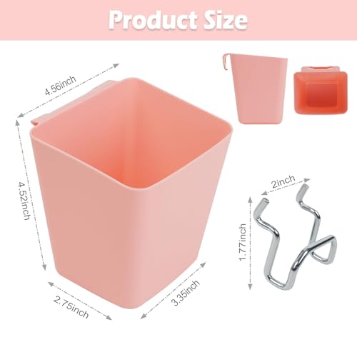 8 Pack Large Pegboard Bins with Hooks, Square Box Shape Peg Board Cups and Peg Board Accessories for Craft Room, Playroom, Office, Garage, and Wall Mount Organization (Pink) - color: Pink