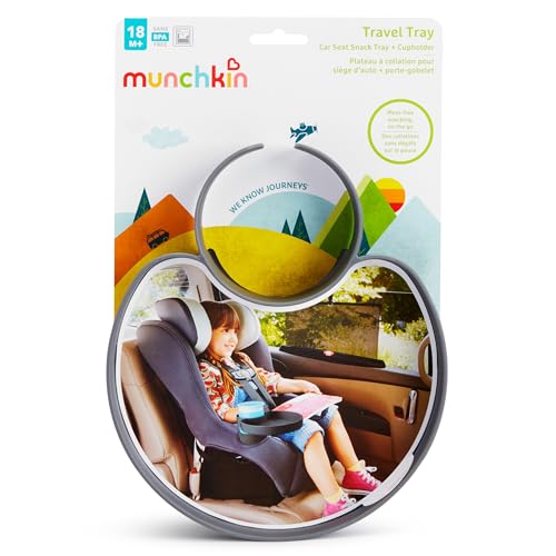 Munchkin® Carseat Tray - Toddler Travel & Road Trip Accessory for Mess-Free Snacking in The Car, Grey (Pack of 2) - color: Gris