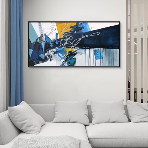 KLAKLA Wall Art for Living Room - Blue Abstract Canvas Pictures Framed Artwork for walls Extra Large Prints for Bedroom Above the Bed Decor 20x40 Inches - color: Blue abstract - 1, size: 20x40