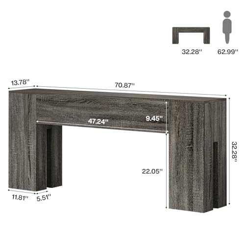 Tribesigns 71-Inch Long Console Table for Entryway, Farmhouse Sofa Console Behind Couch, Entry Table for Hallway, Foyer, Living Room, Gray - color: Grey