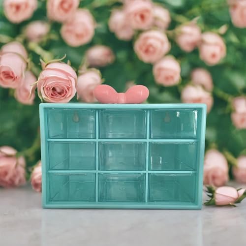 Feadily 2PCS Small Drawer Organizer for Desk, Desktop Drawer Organizer with 9 Clear Drawers, Plastic Desktop Storage Drawers 7.1 Inch x 3 .9 Inch x 4.7 Inch, Green - color: Green, size: 2PCS