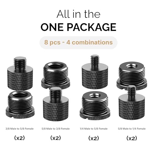 IXTECH Mic Stand Adapter Set 8 pieces Metal Microphone Stand Screw Thread Adapter 5/8 Female to 3/8 Male 3/8 Female to 5/8 Male 5/8 Female to 1/4 Male 1/4 Female to 5/8 Male Tripod Adapter ADP02A Blck - color: 9 ADAPTER