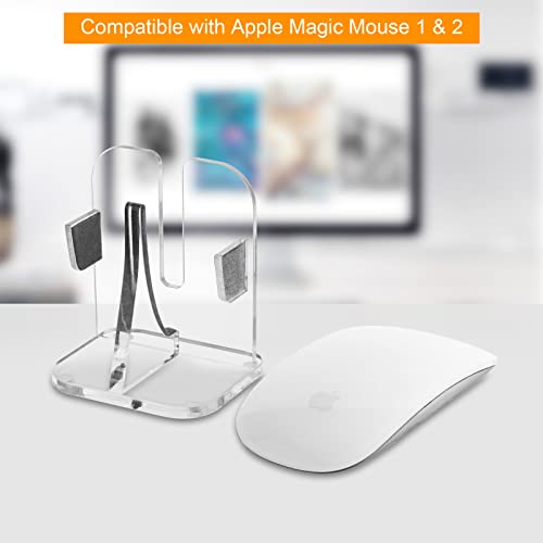 Acrylic Stand Base Compatible with Apple Magic Mouse 1 & 2 | Vertical Mount Holder for Charging Magic Mouse, Sturdy Acrylic Storage Organizer, Cable Not Included, Clear Stand Only - style: vertical style