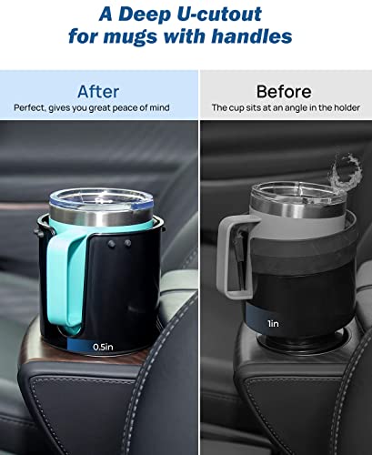 JOYTUTUS Large Stable Cup Holder Expander for YETI, Hydro Flask, Hold 18-40 oz Bottles and Mugs, Car Cup Holder Adapter with Adjustable Rubber Base