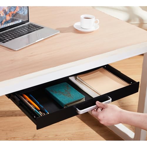Under Desk Drawer Organizer 21" Black Upgraded with Adjustable Brackets, Sliding Pull-Out Under Table Pencil Drawer, Office Standing Desk Attachment for Workbench - color: Black_4 Modes
