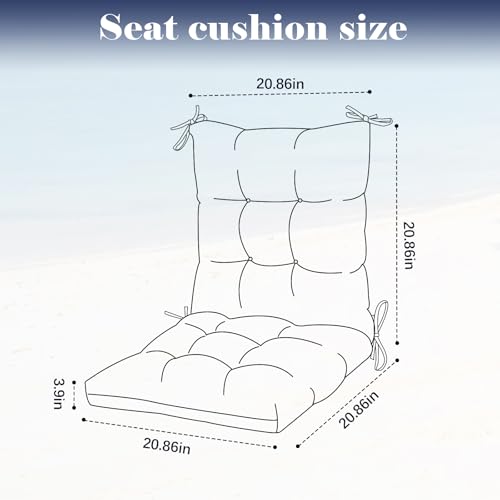 Outdoor Chair Cushions All Weather Replacement Patio Seat Pads Waterproof Outdoor Patio Furniture Cushions with Back and Ties for Wicker Chairs,41.7 * 20.8" Dark Grey - color: Dark Grey
