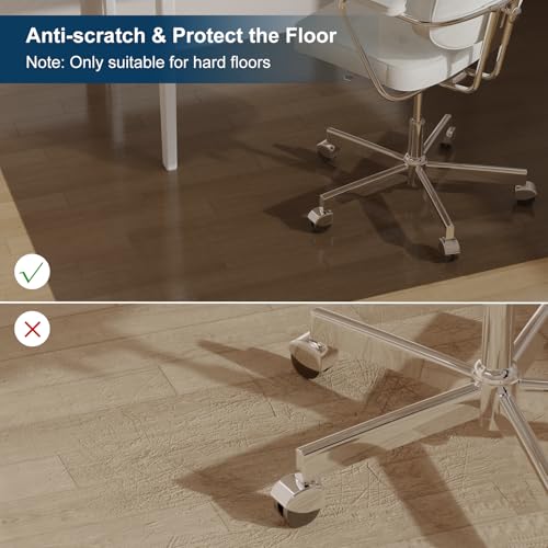 Area Mat for Hard Floors, 4'×6' Semi-Clear Black Vinyl Floor Protector for Under Dining Table, Waterproof Non-Slip Plastic Rug, Splat Mat for Under High Chair - color: Translucent Black, size: 4' x 6' (Rectangular)