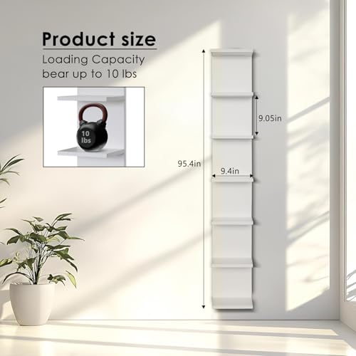 7 Tier Wall Shelves with RGB Light, Lack Wall Shelf Unit, Vertical Shelf with Remonte Control,White Shelves - color: Rgb-white