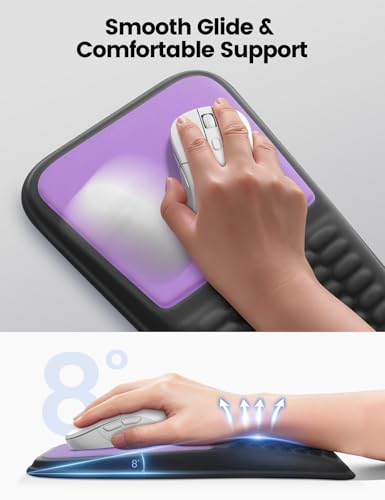 Vaydeer Keyboard Stand and Mouse Pad Set Wrist Rest, Computer Wrist Support Pad, Memory Foam Desk Cushion Mouse Support, Ergonomic Tilt Keyboard Riser Lift, Palm Hand Typing for Office, Home, Gaming - color: Purple and Black, style: With Storage Slot