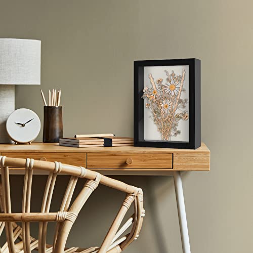 Americanflat 8.5x11 Shadow Box Frame with Shatter-Resistant Glass - Silhouette Collection - Large Shadow Box Display Case for Tabletop and Wall Display - Black with Soft Felt Back - color: Black, size: 8.5x11