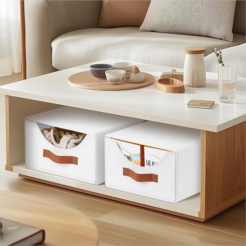 Homsorout Stackable Storage Drawers - Collapsible Storage Bins with Drawers, 6 Pack Closet Shelf Organizer Basket, Fabric Pull Out Organizer for Bedroom, Living Room, Dorm, White - color: White, size: 13 Inch. - 6 Pack