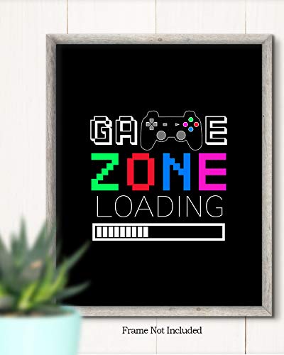 Govivo Game Zone Loading - Wall Decor Art Print with a black background - 8x10 unframed gaming-themed artwork printed on photograph paper