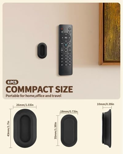 6 Pack Magnetic Remote Control Holder – Upgraded Silicone Magnetic Wall Mount for TV, Fan & Air Conditioner Remotes – Self-Adhesive, No-Drill Remote Control Holder Wall Mount - color: Black