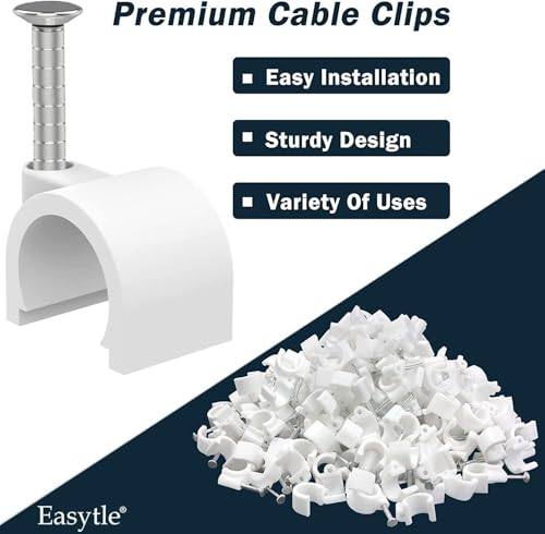 Cable Clips 10mm Nail in Cable Holder Clip 100 Pcs Wire Clips Speaker Tacks for Cords Coax Clamps Ethernet Cord Tacks RG6 RG59 CAT6 RJ45 Wall Wire Organizer - size: 100 Pcs