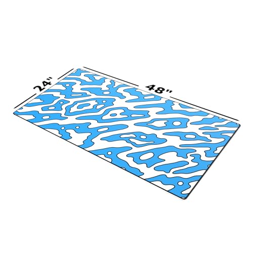 Gamer Boss - Gaming Mouse Pad - 48 x 24 Inches - 4mm Thick with Stitched Edges, Non-Slip Rubber Base, Premium Cloth Mousepad, Desk Mat for Laptop, Keyboard, Computer & PC (Mega, Blue Squiggle) - color: Blue Squiggle, size: 48" x 24"