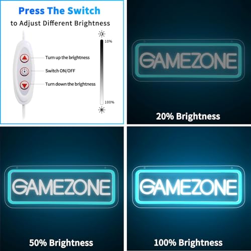 GAME ZONE Neon Signs,Gaming Letter Neon Sign for Gamer Room Decor, USB Powered Dimmable Colorful Led Game Neon Signs, Gaming Neon Sign for Wall Decor,Teenage Boys, Kids Gifts - style: GAME ZONE