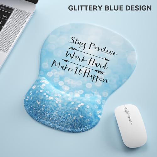 Ergonomic Mouse Pad with Wrist Rest,Cute Gel Mousepad Wrist Support - Small Mini Portable for Travel Mouse Pads for Desk Laptop,Computer,Office & Home Decor(Glitter Light Blue) - color: D-Glitter Light Blue