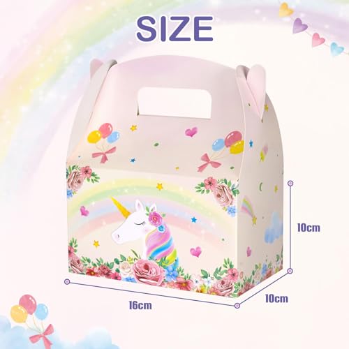 WERNNSAI 12 Pcs Unicorn Party Favor Boxes Gift Box for Girl Party Decor | Magical Unicorn Theme Design, Double-sided Design Styles, Vibrant Printing Quality, Sturdy and Easy to Assemble - color: Unicorn