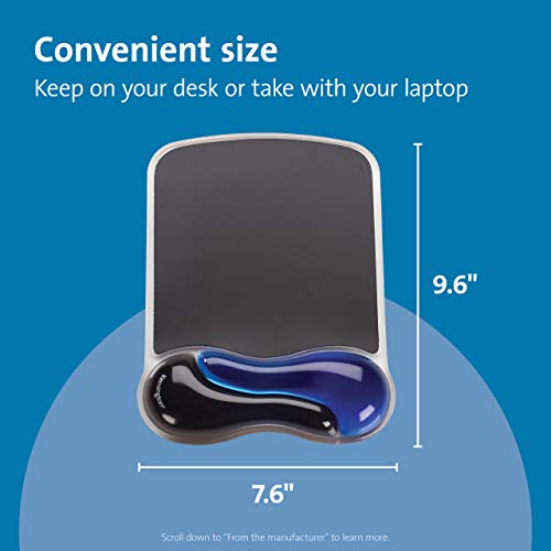 Kensington Duo Gel Mouse Pad with Wrist Rest, Ergonomic Wrist Support for Pain Relief, Comfortable Non-Skid Gel Pad for Computer, Laptop, Office & Home 9.6" x 7.6", Blue K62401AM, Pack of 4 - color: Blue, size: 9.6L x 7.6W inches (Pack of 4), style: Mouse