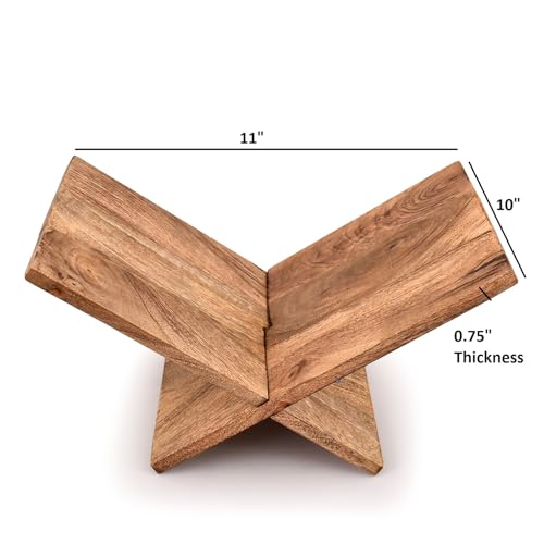 Kaizen Casa Book Holder Mango Wood Cross Frame Wooden Book Holder for Display and Reading, Suitable for Art, Bible, Cookbook, Easel, Magazine, Textbooks (11" x 10" x 0.75")