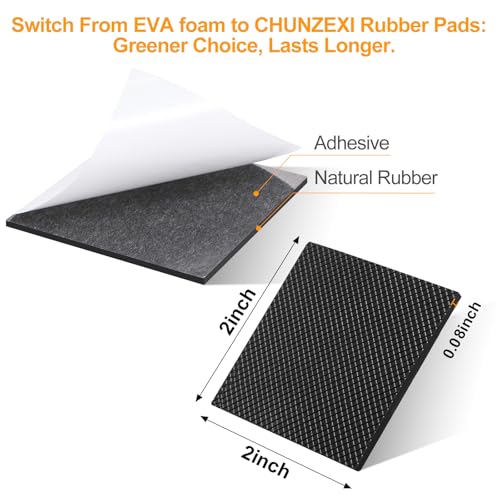 CHUNZEXI Non Slip Rubber Furniture Pads & Grippers, Self Adhesive Round Floor Protectors for Chair & Table Legs and Feet, 2 Inch, 16 Pack, Square - size: 2 inch 16 Square