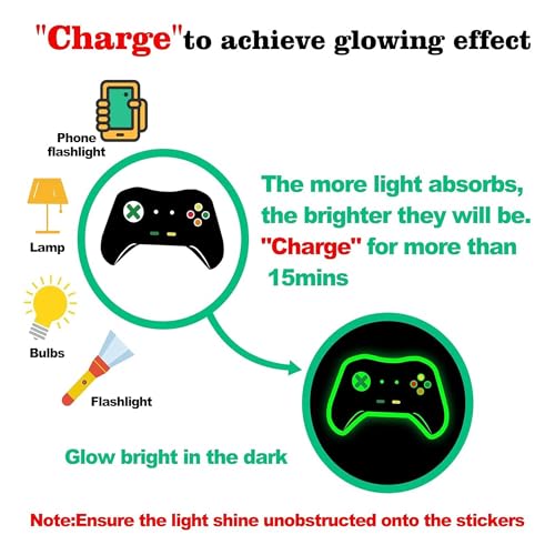 Gamer Wall Decals Stickers Glow in The Dark Wall Decals Game Wall Stickers Gaming Controller Wall Decals Game Room Decor Video Game Decal for Boys Kids Girls Bedoom Playroom Wall Decor… (Green) - color: Green