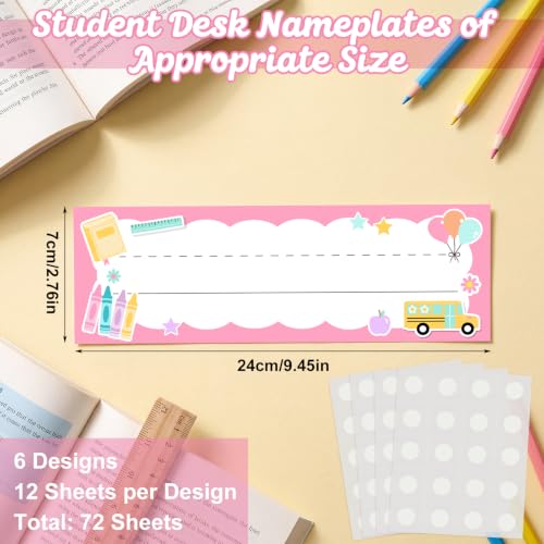 Mooliwe 72 Pcs Desk Name Tags for Classroom 9 x 3 Inches School Classroom Student Desk Decor Back to School Desks Nameplates for 1st 2nd 3rd Grade Kindergarten Preschool Must Haves - style: Bright