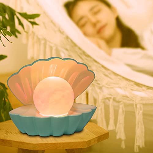 LKUA Shell Pearl Beach Themed Night Light, RGB 8 Colors Changing Mood Shell Pearl Lamps, Bedside LED Clamshell Portable Night Lights for Bar (Green) - color: Green