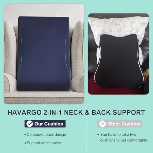 2-in-1 Neck Pillow Lumbar Support Pillow for Recliner Couch& Glider Chair - High Resilient Foam Ergonomic Back Support for High-Back Rocking Chairs, Glider Rocker Replacement Cushions Navy S - color: Navy Blue, size: Size S for 5.1-5.4ft.