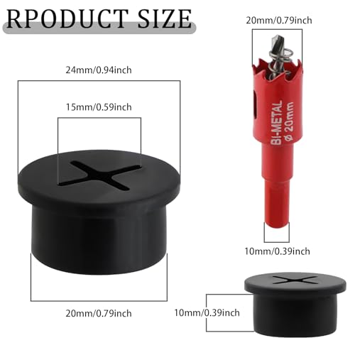 3/4 Inch(20mm) Desk Grommet,13 Pieces Wire Grommet, Desk Hole Cover for Cables with Hole Saw,Plastic Cable Cord Wire Hole Cover for Desk, Table,Cabinet,Countertop and Other Furniture(Black) - size: 3/4IN/20mm Black-Cross