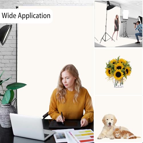 Ivory Photography Backdrop for Photoshoot, Photo Backdrop Curtain, Perfect Ivory Backdrops for Party Portrait Photoshoots Video Studio 5FTx7FT - color: Ivory, size: 5x7 FT