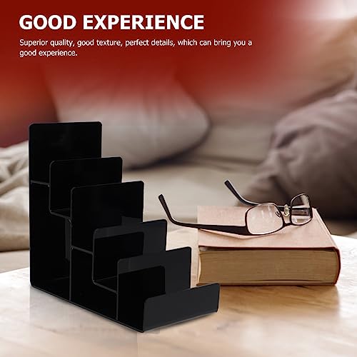 Cabilock Acrylic Wallet Display Stand Multi-Layer Tabletop Storage Rack Clear Wallet Holder for Handbags Sunglasses Jewelry Store Counter and Home D Cor - size: 5 Tier Black