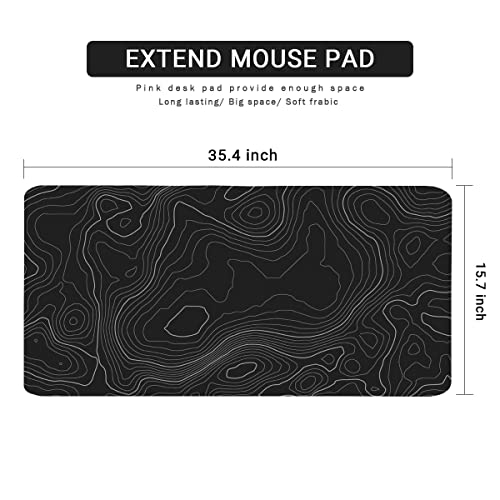 Topographic Mouse Pad, Extended Gaming (35.4x15.7 in), Desk Mat Laptop Waterproof Decor Writing for Work, Game, Office, Home - Topographic Contour - color: Topographic Contour