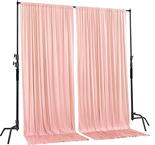 AK TRADING CO. 10 feet x 8 feet IFR Polyester Backdrop Drapes Curtains Panels with Rod Pockets - Wedding Ceremony Party Home Window Decorations - Blush Pink - color: Blush Pink