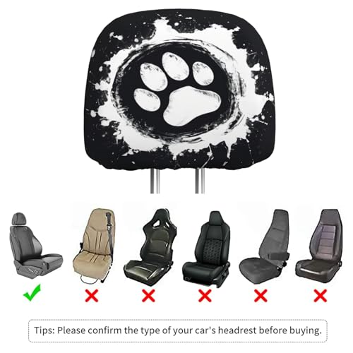 Dujiea 2 Pack Dog Paw Car Headrest Covers, Universal Soft Car Seat Head Rest Cover Protector, Vehicle Accessories Fabric Headrest Cover for Cars Vans Trucks - color: Dog Paw