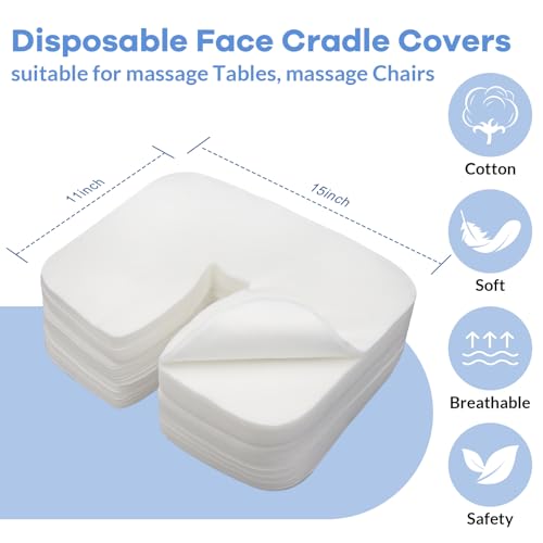 300 Count Disposable Face Cradle Covers, Medical-Grade, Ultra Soft, Luxurious, Non-Sticking Massage Face Covers, Headrest Covers for Massage Tables & Massage Chairs - color: 300