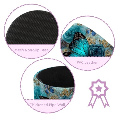 Navy Blue Butterfly Pen Holder Pencil Organizer for Desk, 3.1”x3.1”x3.9” Pencil Cup Office Supplies, Large Capacity Cute Pen and Makeup Brush Holder for School, Desktop - color: Navy Blue Butterfly