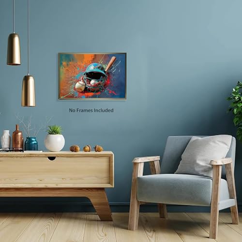 TOCDGOO Baseball Sports Wall Art Canvas Print, Graffiti Motivational Sport Poster, Colorful Modern Home Decor, 16x24 inches Unframed - color: Unframed (16"x24")-D