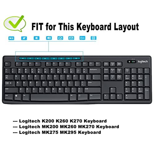 Keyboard Cover Skin Protector for Logitech MK295 MK275 MK270 Wireless Keyboard, Logitech K200 K260 K270 K275 K295 MK200 MK260 Ultra Thin Desktop PC Silicone Keyboard Cover-Colorful - color: Colorful