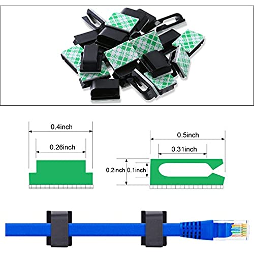 Hicarer 100 Pcs Christmas Light Clips Adhesive Hooks for Outdoor String Cable Wire Clips Adhesive Wire Management Cord Holder for The Wall, Under Desk, Car, Home and Office (Small, Black) - color: Black, size: Small